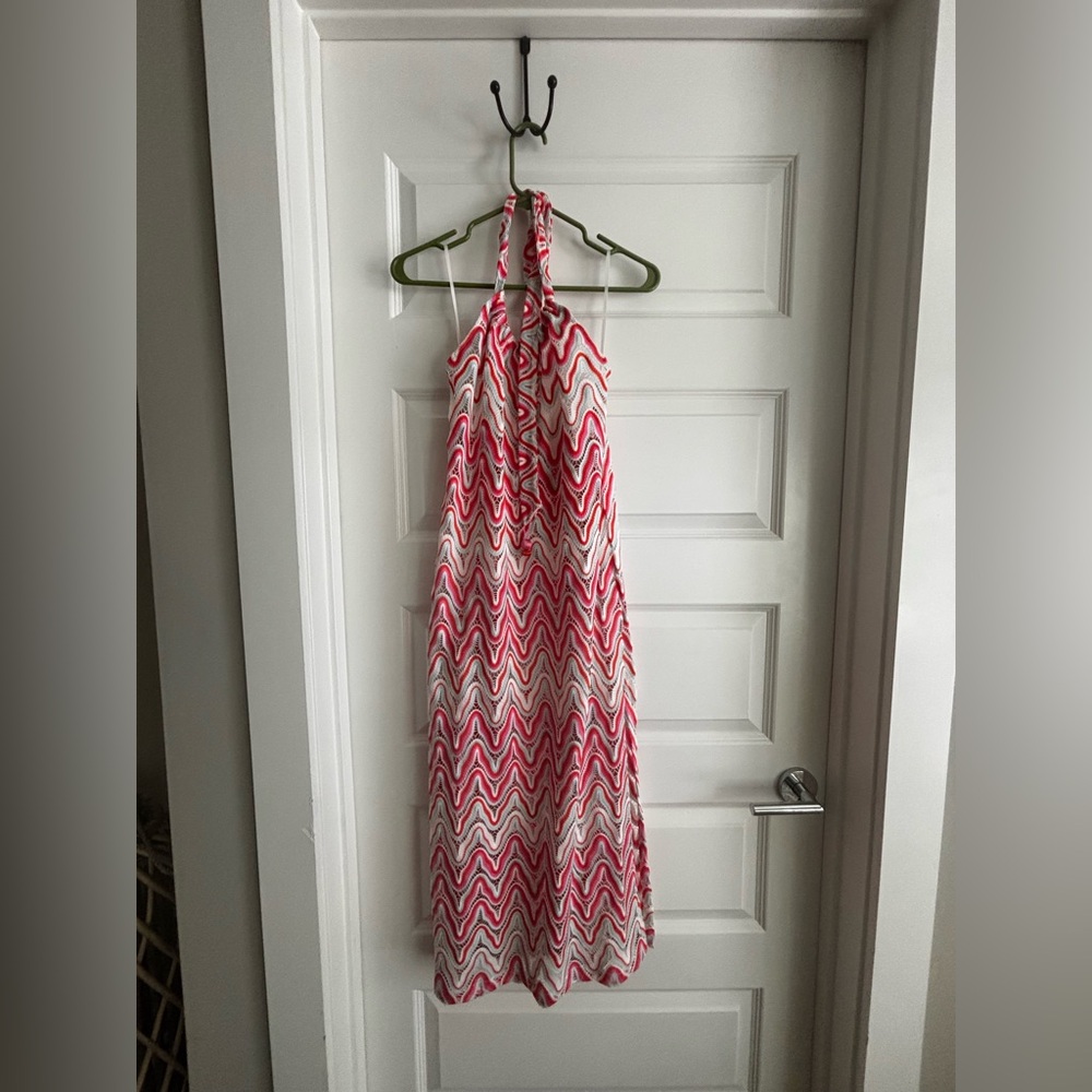 Trina Turk Red and White Zigzag Swim Coverup